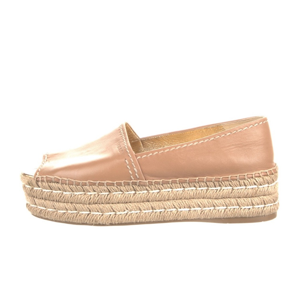 Prada Tan Leather Espadrilles